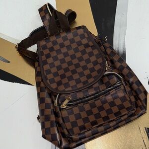 Checkered Brown Backpack